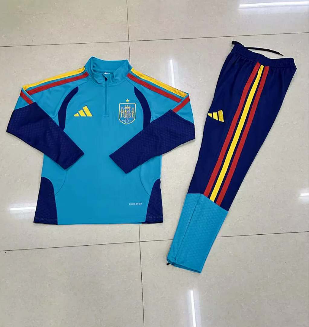 Spain 2025/26 sky blue Half zipper training clothes Kid Size