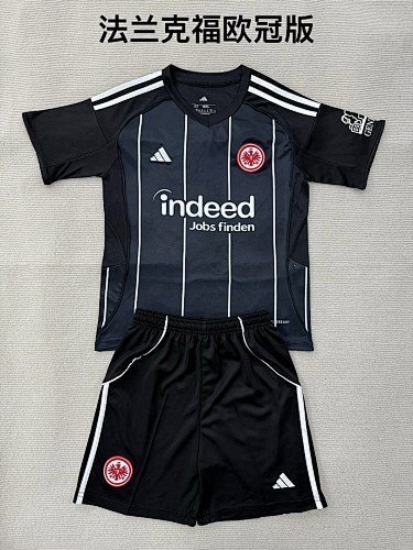 Eintracht Frankfurt 2025/26 Champions League black soccer jersey size 16-28