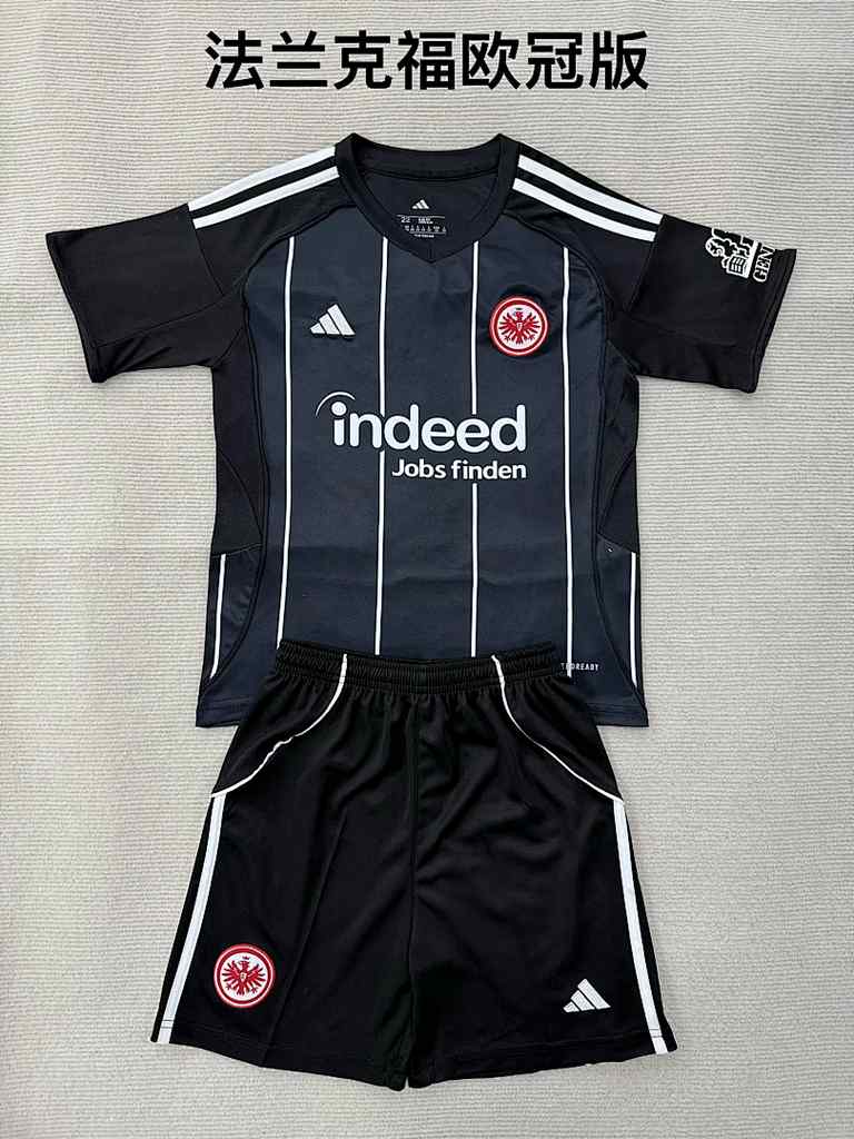 Eintracht Frankfurt 2025/26 Champions League black soccer jersey size 16-28