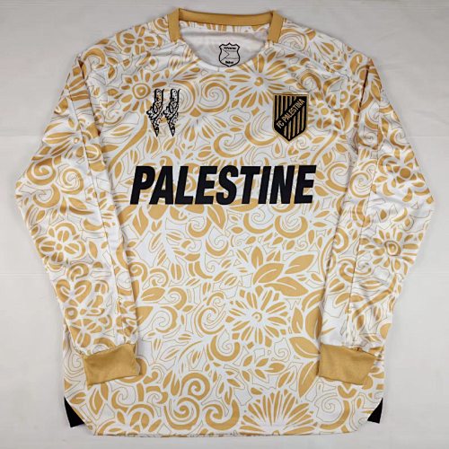 25-26 Palestino special version white gold long sleeves soccer jersey