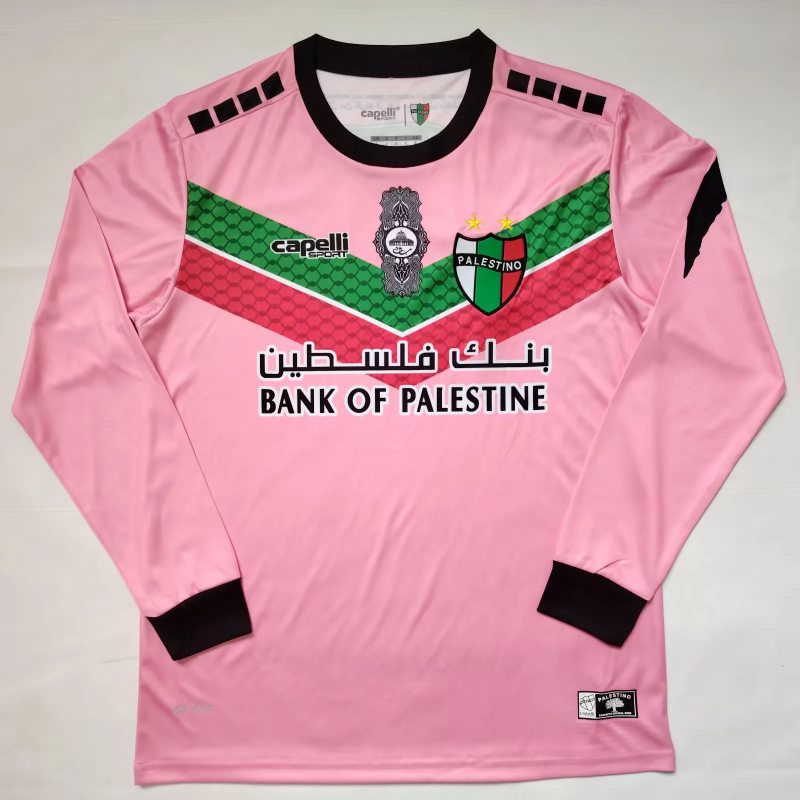 Retro Palestino CD 2022/23 Pink Long Sleeve soccer jersey size S-2XL