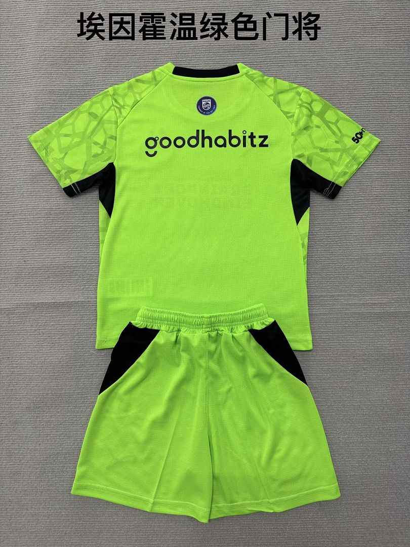 2026/27 PSV Eindhoven Green Goalkeeper Kids Kit Soccer Jersey 16-28
