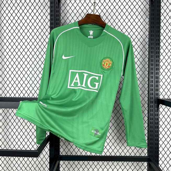 07-08 MNU green goalkeeper long sleeve retro jersey