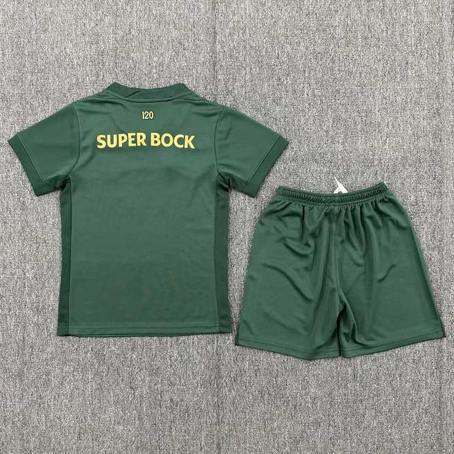 2025/26 Sporting Lisbon 120th Anniversary Kids Kit Soccer Jersey Size 16-28