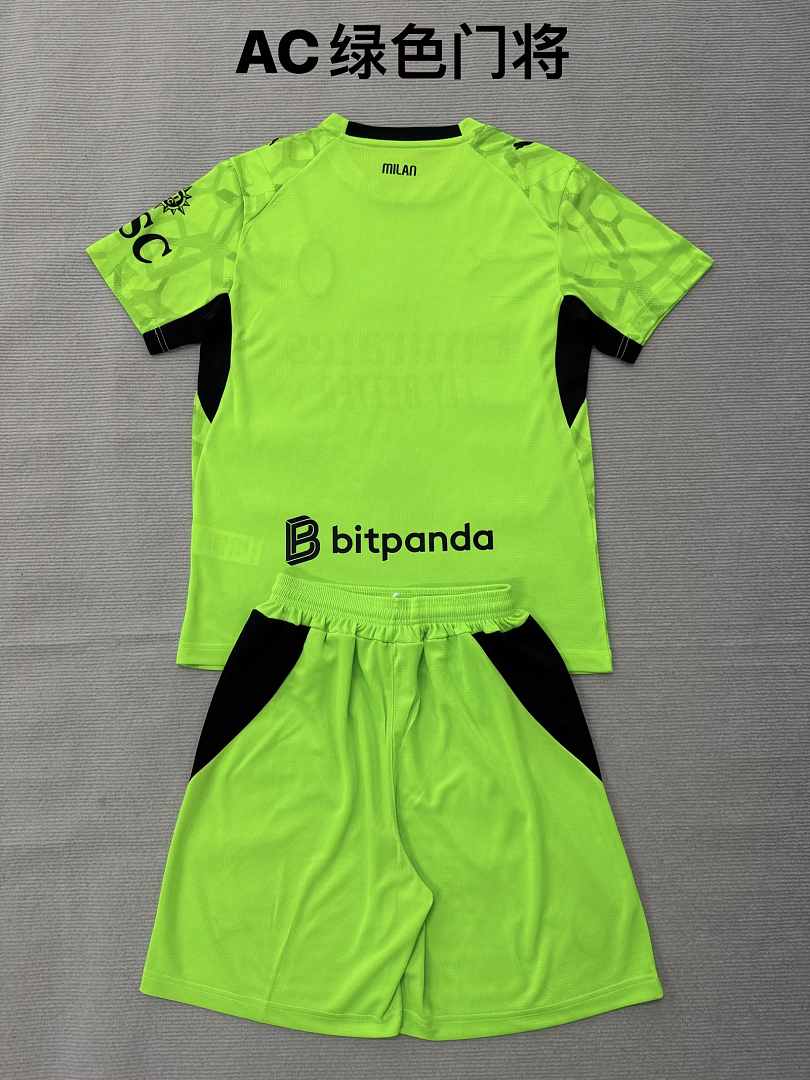 2026/27 AC Milan Green Goalkeeper Kids Kit Jersey Size 16-28