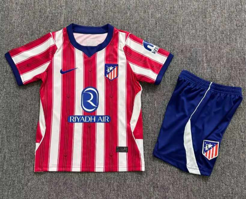 2026/27 Atletico Madrid Home Kids Kit Soccer Jersey Size 16-28