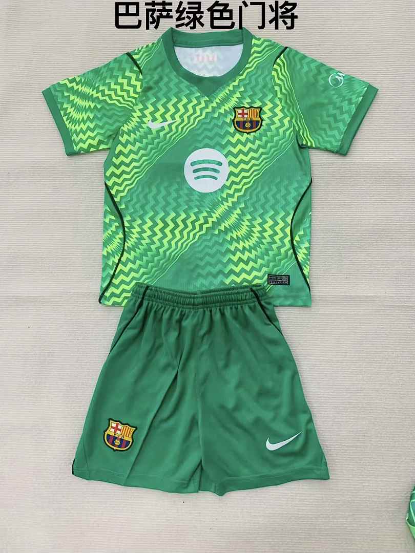 2026/27 Barcelona Green Kids Kit Soccer Jersey 16-28