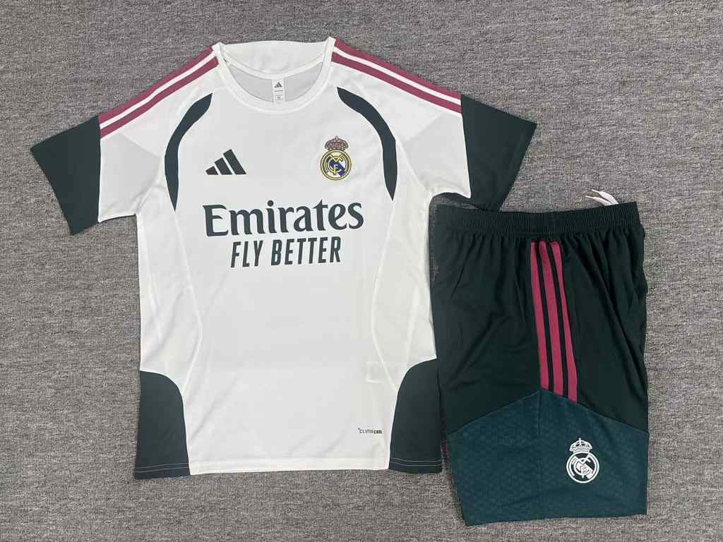 2026/27 Real Madrid White and Green Training Kids Kit Jersey Size 16-28