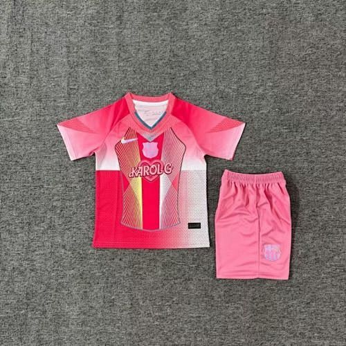 Barcelona 2025/26 Pink And Red KAROL G VERSION kid kit Size16-28