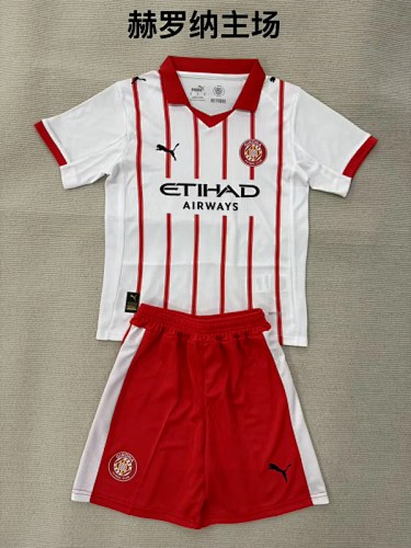 Girona FC 2025-26 home kid kits occer jersey size 16-28