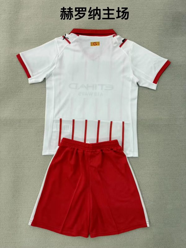 Girona FC 2025-26 home kid kits occer jersey size 16-28