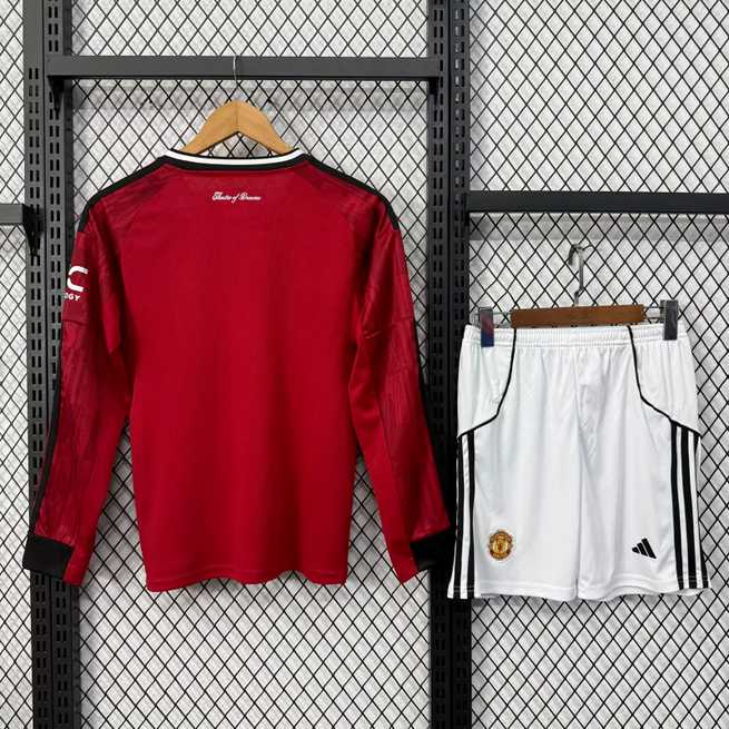 Manchester united 2025/26 home long sleeve Kids Kit
