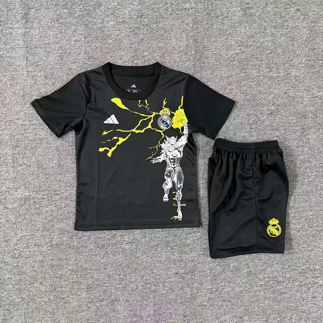 Real Madrid 25/26 Avengers - Pre-Match Black Kids kit Jerseys SIZE 16-28