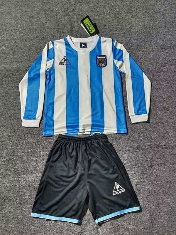 Retro 1986 Argentina Home Long Sleeve kid kit size 16-28