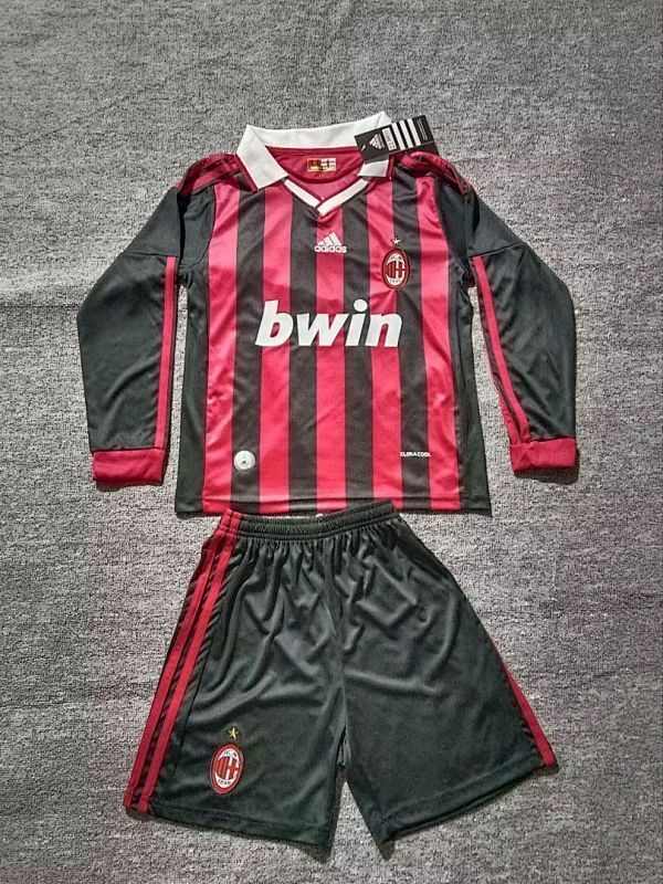 Retro 2009/10 AC Milan Home Long Sleeve kid kit size 16-28