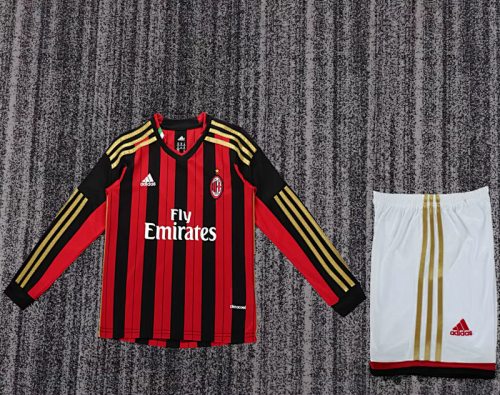 Retro AC milan 2013/14 home Long Sleeve kids size 16-28