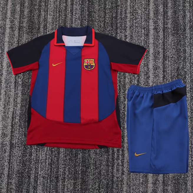 Retro Barcelona 2003/04 home kid kit soccer jerseys