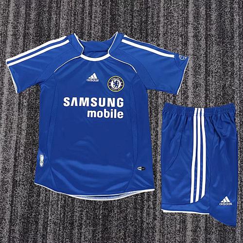 Retro Chelsea 2006-07 Home Blue Kid Kit soccer jersey size 16-28