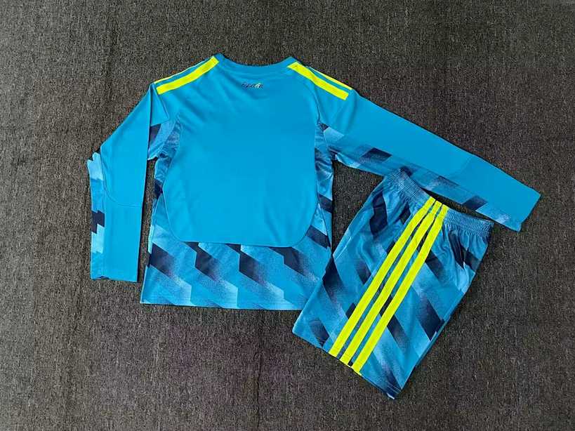 Spain 2026 World Cup Blue Goalkeeper Long Sleeve kids Soccer jersey