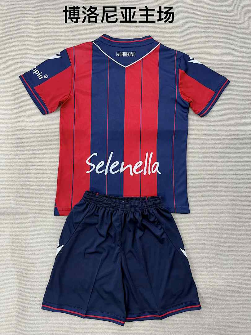 kids kit Bologna 2025/26 Home soccer jersey size 16-28