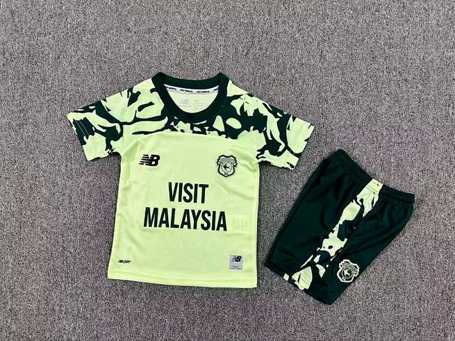 kids kit Cardiff City 2025/26 Away soccer jersey size 16-28