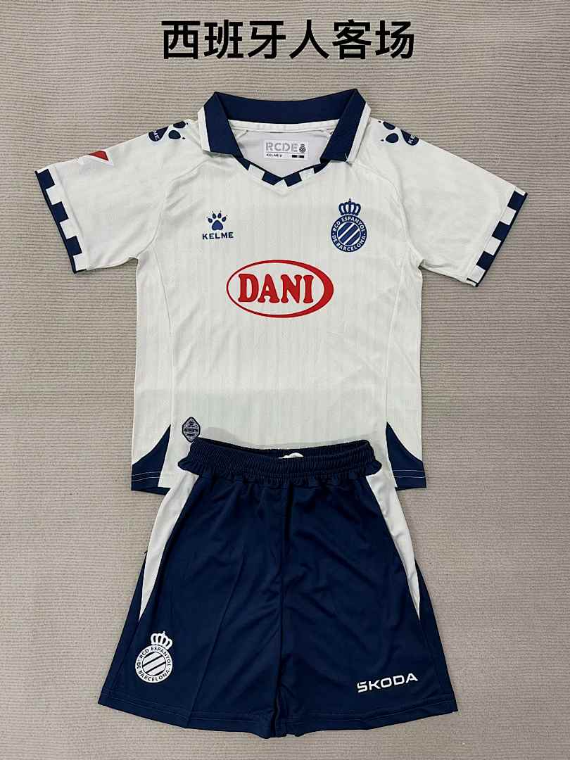 kids kit Espanyol 2025/26 Away soccer jersey size 16-28