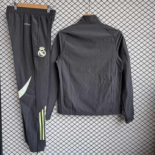 Real Madrid 2025/26 Black Windbreaker Suit Size S-2XL