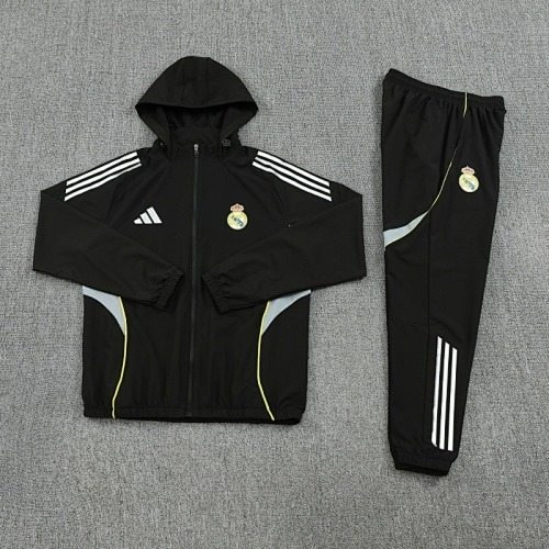Real Madrid 2025/26 Black Windbreaker suit S-2XL