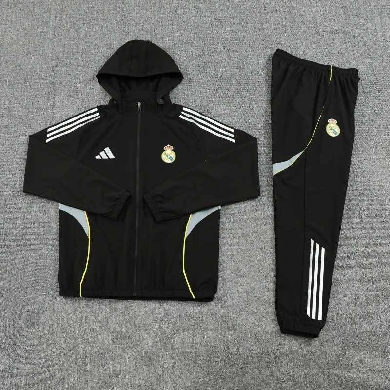 Real Madrid 2025/26 Black Windbreaker suit S-2XL