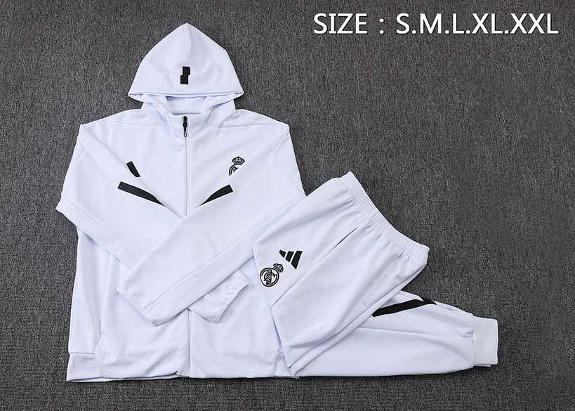 Real Madrid 2025/26 White Hoodie Suit S-2XL