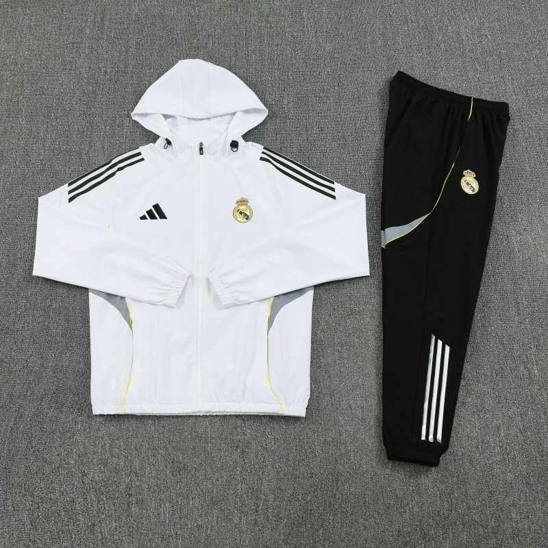 Real Madrid 2025/26 White Windbreaker suit S-2XL