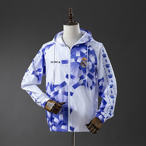 Real Madrid 2025/26 White and Purple Retro Model Windbreaker