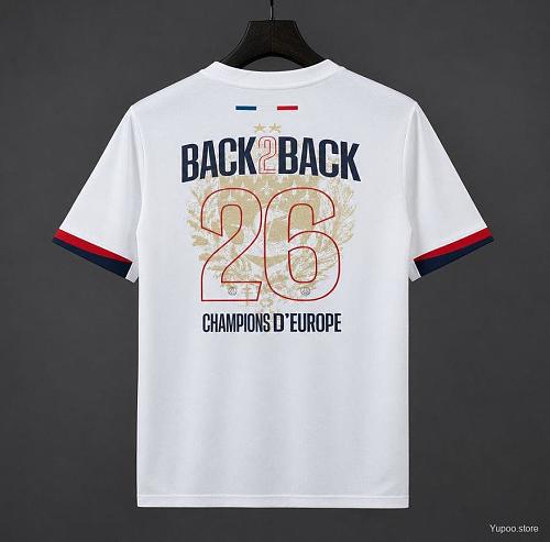 2 Star 25/26 PSG Away Jersey With Champions of Europe 2026
