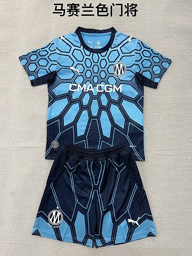 2026/27 Olympique Marseille Blue Goalkeeper Kids Kit