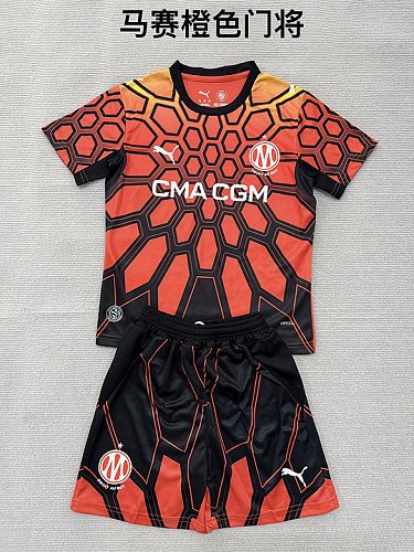 2026/27 Olympique Marseille Orange Goalkeeper Kids Kit