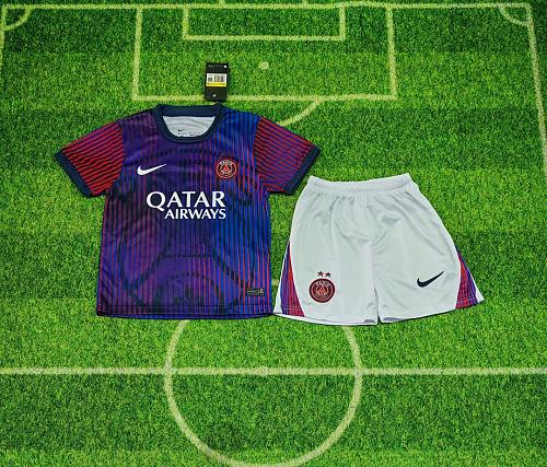 2026/27 Two-Star PSG Purple and Red Training Kids Kit 16-28