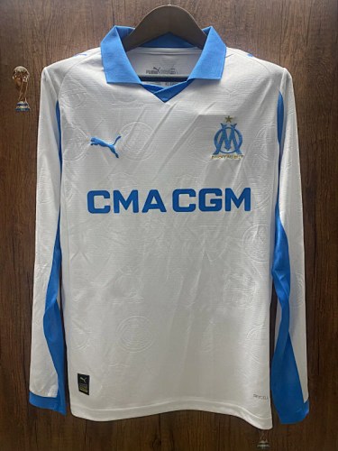 25-26 Marseille home long sleeves soccer jersey size S-2XL