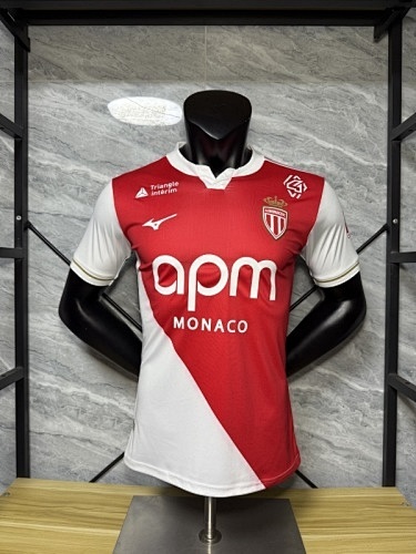 25-26 Monaco home with sponsor player version soccer jersey with sponsor size S-2XL