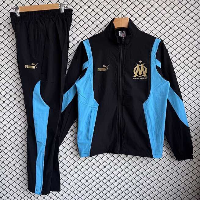 Olympique de Marseille 2025/26 Black And Blue Windbreaker Suit Size S-2XL