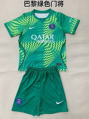 PSG Paris 2026/27 Green Goalkeeper Kids Kit Size 16-28