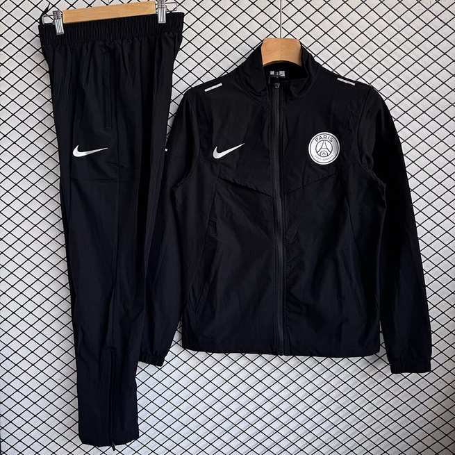 Paris Saint Germain（PSG） 2025/26 Black Windbreaker Suit Size S-2XL