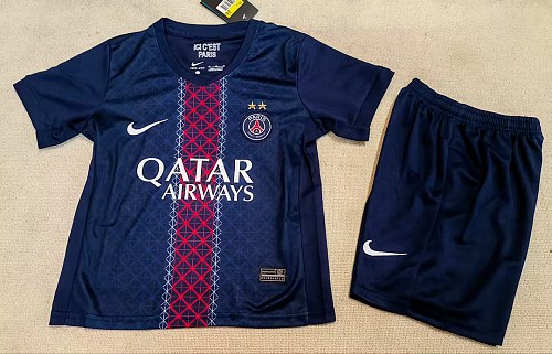 Two Stars PSG Paris 2025/26 Home Kids Kit Size 16-28