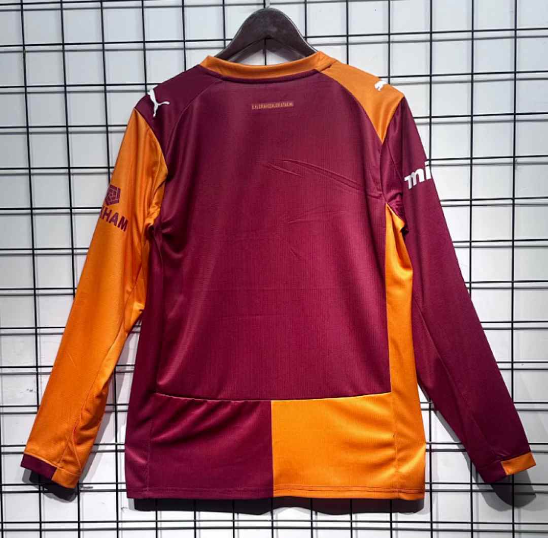 Galatasaray 2025/26 Home with sponsor long sleeves soccer jersey size S-2XL