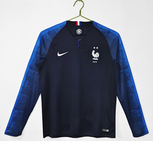 Retro 2018 France home long sleeves soccer jersey size S-2XL