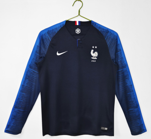 Retro 2018 France home long sleeves soccer jersey size S-2XL