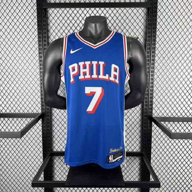 2026 Philadelphia 76ers Statement Edition Blue NBA Jersey No. 7 BROWN