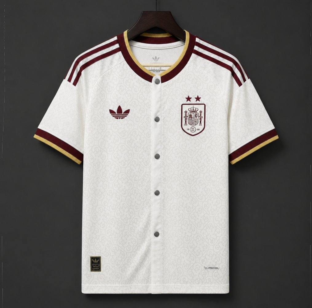 2026 Spain Two-Star Away White MLB Style Soccer Jersey S-2XL
