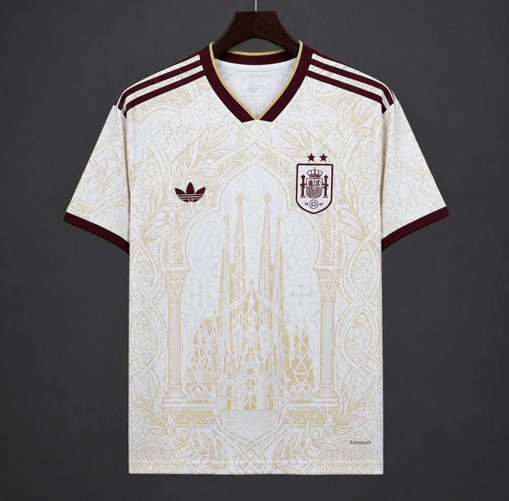 2026 Spain Two-Star White Gold Literature Graphic Special Soccer Jersey S-4XL