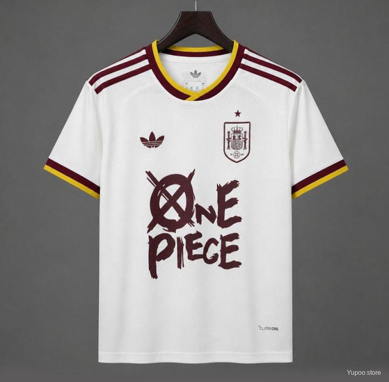 Mens Spain x One Piece 2026 World Cup Away Special Printing Jersey S-4XL