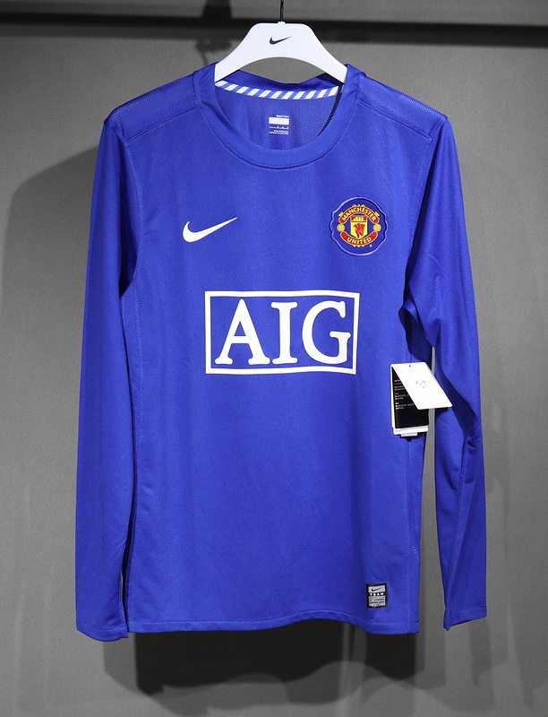 08-09 MNU blue long sleeves Player version soccer jersey